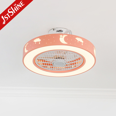 Children'S Theme Flush Mount LED Ceiling Fan , Pink Ceiling Fan With DC Motor