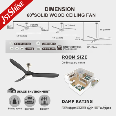 220v Modern Wood Ceiling Fan With Light Chandelier For Bedroom