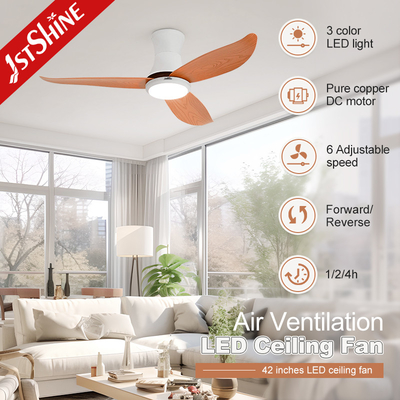 6 Speed Remote Control Flush Mount LED Ceiling Fan With Light Quiet DC Motor
