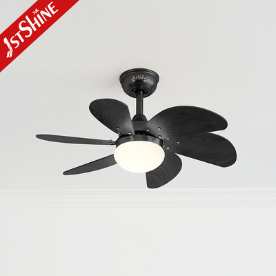 Black E27 Modern LED Ceiling Fan Low Voltage Living Room Decorative