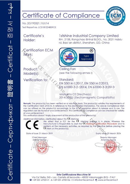 中国 1stshine Industrial Company Limited 認証