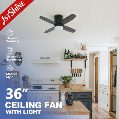 質  36 Inch Modern Led Invisible Ceiling Fan Mini 4 Plywood Blades Low Profile Dimming Light 工場